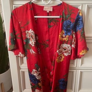 Red Floral Wrap Dress